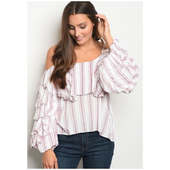 Striped Adjustable Top with Sleeves Size Large NWT - Picture 4 of 5